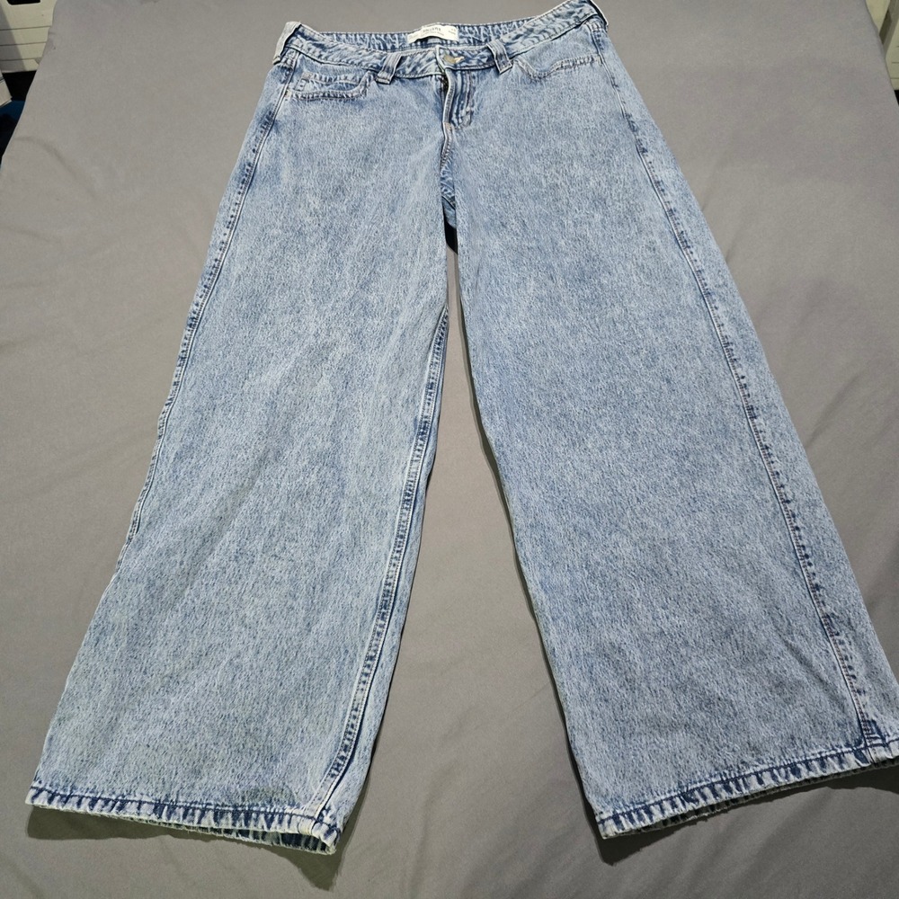 Hollister Jeans Women 12R Light Blue Low-Rise Super Baggy Wide Leg Denim